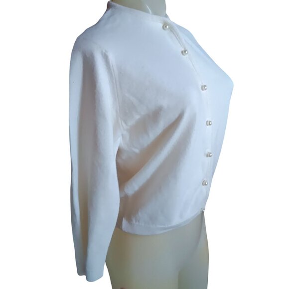 Vintage Women's Medium Cardigan Sweater 1970's Elegant Granny Taralan Pearly - Picture 4 of 6